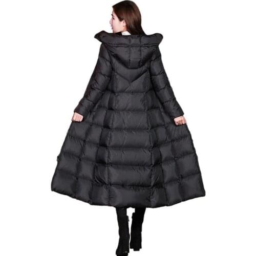 Winter Jackets Women Coat Female Slim Parka Over-Knee Cotton Padded Korea Hooded Warm Manteau Femme Hiver Black Solid Long Coat