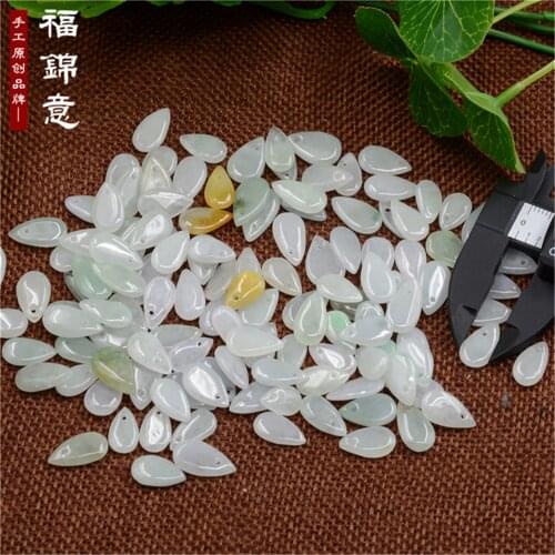 10pcs lot Water drop Gradd A jade Donut shape A stone ICY Jade Burma jadeite Bead hand carved green pendant Jewelry spacer