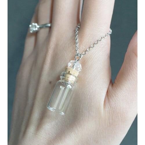 2PCS 1ml Mini Pendant Empty Glass Bottles Tiny Clear Wishing Message Aroma Bottle pendant perfume Bottle pendant