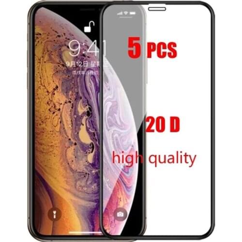 5Pcs 20D Full Cover Tempered Glass For 11 ProMax Explosion-Proof Screen Protector Film For iPhone XR XS 12 ProMax 7 8Plus 12mini