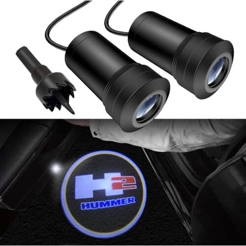 AEING 2pcs Ghost Shadow Logo welcome Car White LED Door Light Laser Courtesy Slide Projector logo Emblem light For HUMMER H2