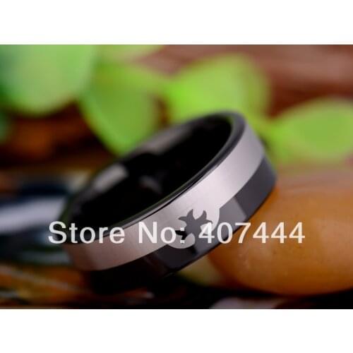 Free Shipping USA UK France Canada Russia Brazil Hot Sales 8MM Black Masonic Knights Templar Cross Tungsten Carbide Wedding Ring
