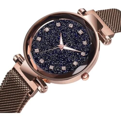 Luxury Brand Watch Women Watches Ladies Crystal Quartz Ladies Watch Mesh Magnet Buckle Starry Sky Female Clock Relogio Feminino