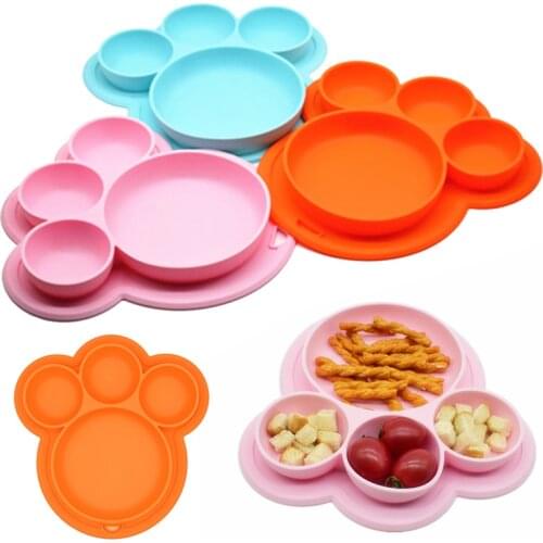 Baby Bowls and Plates Safety Silicone Dinner Plates Solid Cute Cartoon Children Tableware Training Tableware Childrens Feeding