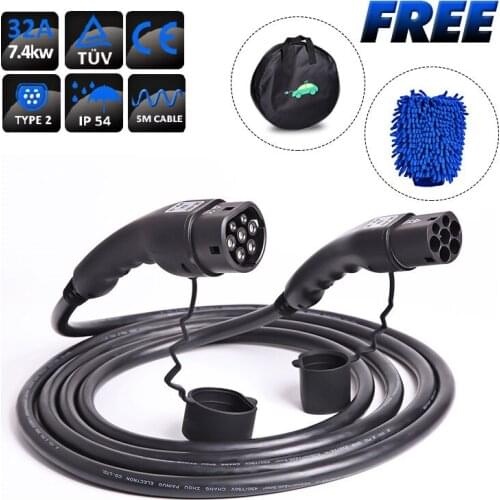 Tuv Approved Type 2 IEC 62196 32A 7KW 5m EV Cable for Electric Car Charging Station with 1 Year Warranty