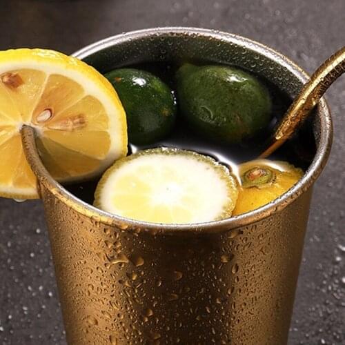 NorthernEurope Industry Style Coffee Cup Stainless Steel Spray Paint Beer with Lid Straw Cold Water Drinks Cup Household Office