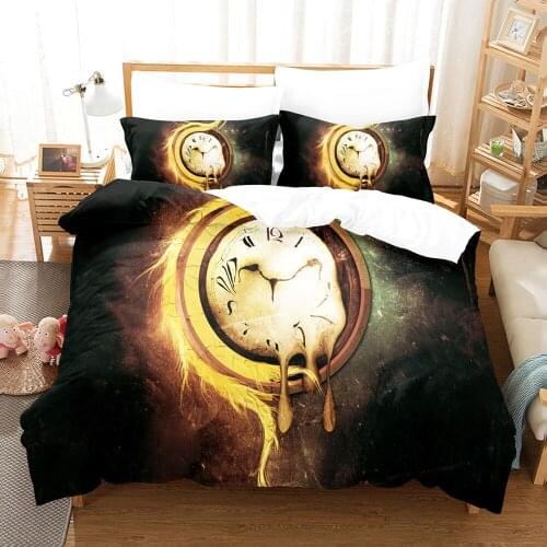 Clock Bedding Set Luxuru Black Duvet Cover Bed Cover Set Housse De Home Queen King Size Creative Comforter Bedclothes
