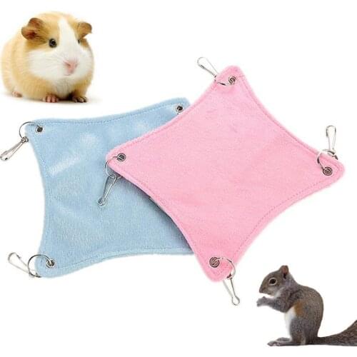 Short Plush Metal Small Pet Hamster Rat Rabbit Hanging Hammock House Sleeping Bed Cage Swing Mat Square Warm Nest Sleep Rest