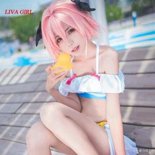 Anime Game Fate/Extella Astolfo swimsuit/swimwear Cosplay FGO astolfo cosplay costumes crop top + skirts