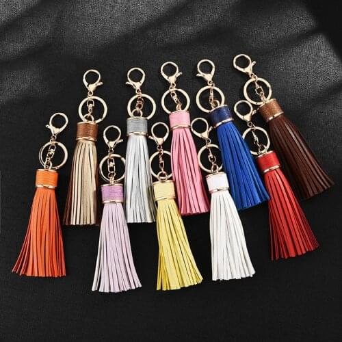Leather Key Ring Fashion Long Tassel Keychain Car Bag Hanging Pendant Ornaments Gift For Women Girls Trinket Jewelry llaveros