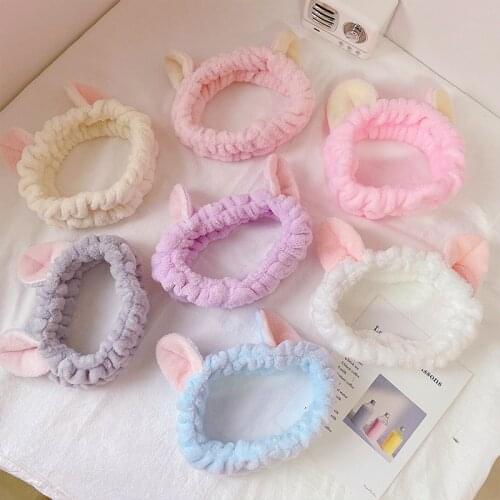 2021 Hot Sale Fashion Woman Hair Accessories Wash Face Makeup Cat Ear Elastic Hair Bands Ladies Furry Bandages Cute Headband