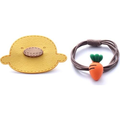 Cute Little Yellow Duck Carrot Hairpin Patch Clip Simple Cute Girls Hair Ties Ponytail Broken Hairpin Carrot Tie Hair Rope