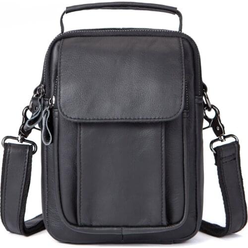 Multifunctional mens bag, mens leather shoulder messenger bag, retro first layer cowhide vertical style