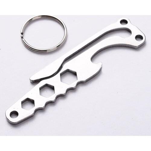 Stainless Steel Multitool Key Clip EDC Keychain Tool Hex Wrench Bottle Opener Belt Clip Multifunction Camping Tool w/ Key Ring