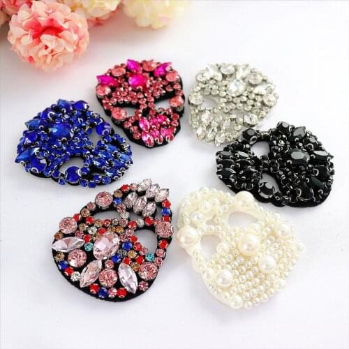 Fashion Handmade rhinestone beaded patches for clothing DIY skull sewing patch embroidered applique decorative sequins Parches
