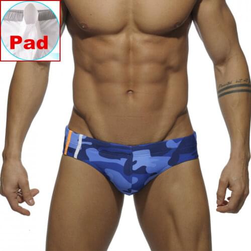 Frontal Penis Pad Mens Swim Briefs Sexy Gay Swimwear Push Up Men Swimsuit Camouflage Swimming Trunks Bikini Beach Bathing Suit