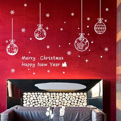 Christmas Ball Snowflake Wall Decals Shop Window Living Room Kids Bedroom Decoration Self-adhesive Vinyl Wallpaper