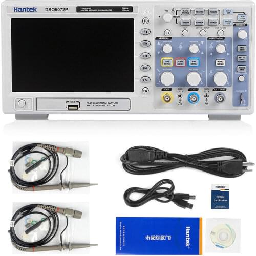 Hantek Oscilloscope 100M Dual Channel DSO5072P Digital Storage Oscilloscope 70MHz 1GSa / s 7.0 inch WVGA Hantek