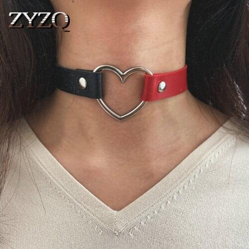 ZYZQ Creative Multicolor Trend Sexy Artificial Leather Collar Retro Punk Love Necklace For Woman And Men Fashion Street Jewelry