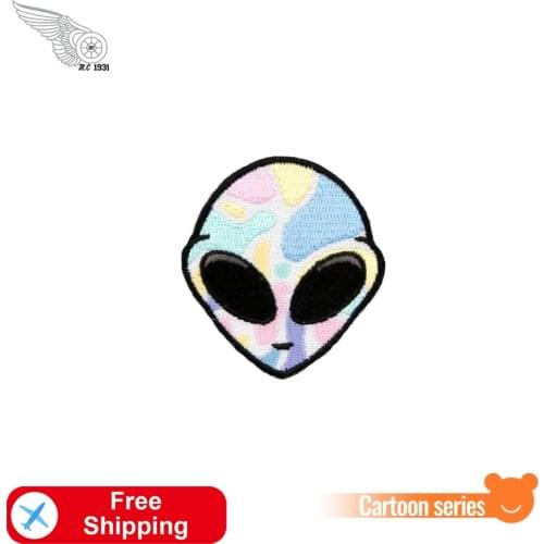 Pastel Alien Patches Embroidered Iron on for Clothing Anime Cartoon Patch Sewing Badge High Quality Appliques