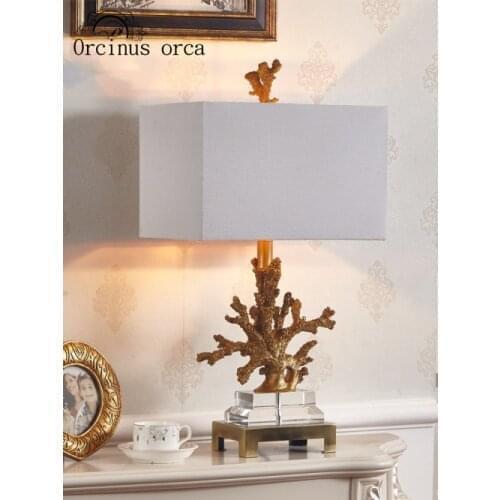 Simple modern creative coral crystal decorative desk lamp bedroom bedside lamp European living room American study model room