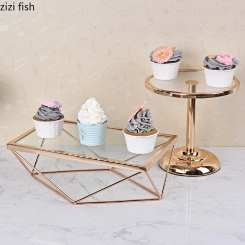 Simple Mirror Tray Coffee Table Food Organizer Serving Trays Cupcake Display Dessert Plate Rectangle Metal Storage Shelves