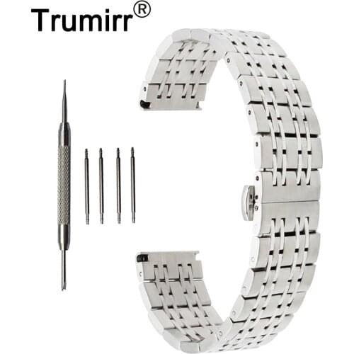 18mm 20mm 22mm Stainless Steel Watch Band for Frederique Constant Butterfly Buckle Strap Wrist Belt Bracelet Black Gold Silver