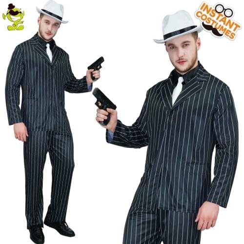 Deluxe Mens Gangster Costume Cosplay Carnival Party Slim Fit Outfit Handsome Man Cosplay Gangster Costumes For Adult