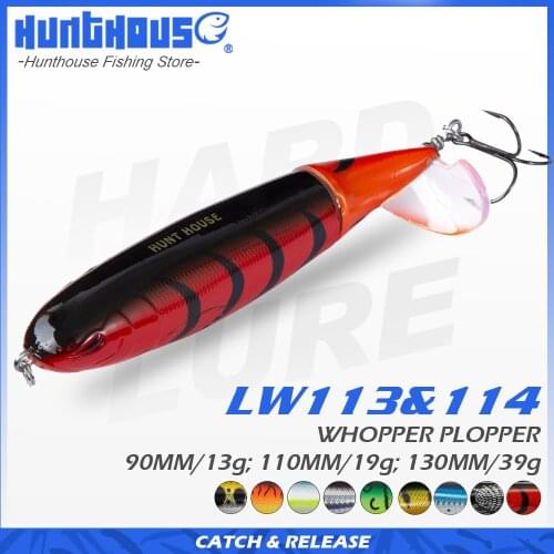 Hunthouse Whopper plopper topwater Fishing Lure Soft Rotating Tail 90mm 130mm ABS material for sea freshwater fishing