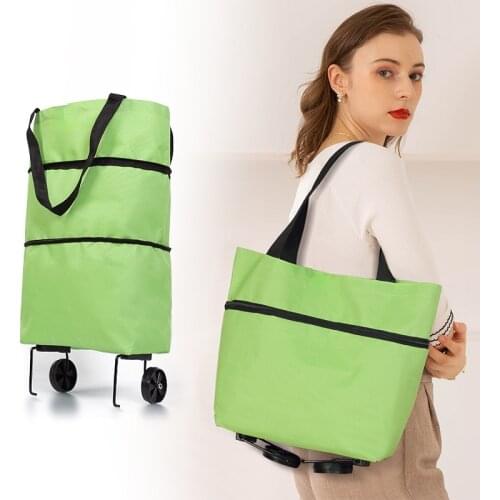 Wonderlife Foldable shopping cart pull bag with wheels foldable reusable shopping bags food bags organizer vegetable bag