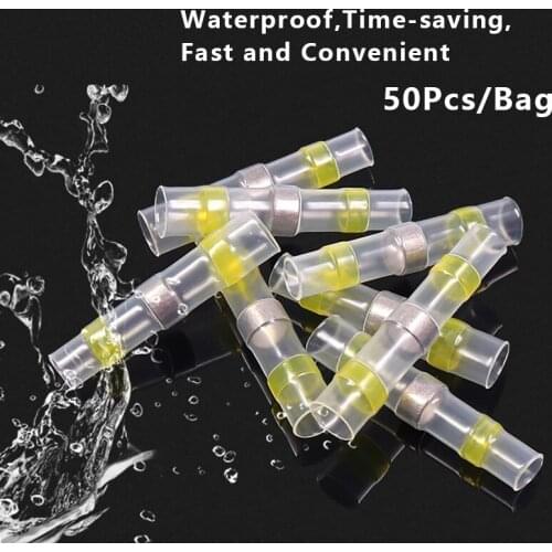 50Pcs Quick Heat Shrink Solder Sleeve Wire Connector Practical Electrical Insulated Waterproof Seal Butt Terminal SST-S41 Bagged