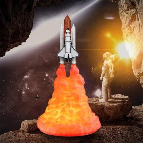 3D Print LED Space Shuttle Lamp Rechargeable Rocket Night Light Creative Table Night Light Best Gift Lamps for Kids Children Boy
