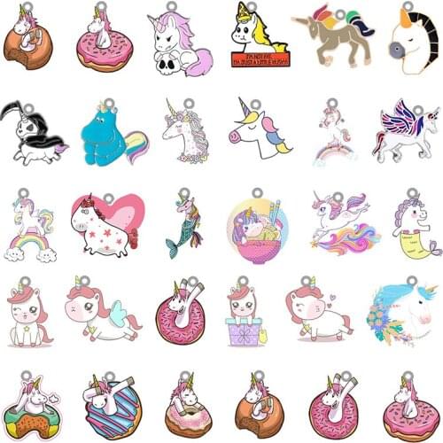 TAFREE new creative personality fantasy unicorn acrylic pendant epoxy resin jewelry making pendant earrings necklace parts