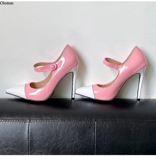 Olomm Customization Color Handmade Women Shiny Pumps Stiletto Heels Pointed Toe Gorgeous 9 Colors Party Shoes Women US Size 5-15