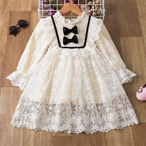 Winter Tulle Fabrics Bow Knot Dress For Girls Children Evening Princess Girls White Ball Gowns Wedding Embroidery Girl Costume