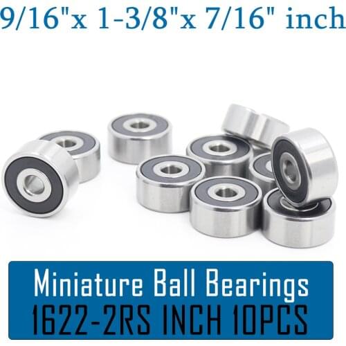 1622 2RS ABEC-1 (10PCS) 9/16"x1 3/8"x7/16" inch Ball Bearings 1622RS