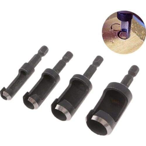 193B 4Pcs 6-16mm Carbon Steel Step Drill Bit Wood Hex Shank Plug Cutter Cutting Tool