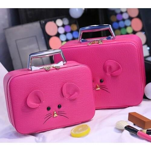 2020Portable Zipper Cosmetic Bag Cartoon Cute Girl neceser de maquillaje PU Travel Makeup Pouch Lovely Make Up Organizer bag