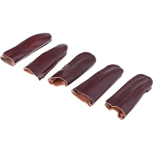 5 Pieces Needle Felting Leather Finger Protector Cots Cover Thimble Sewing Craft Tool