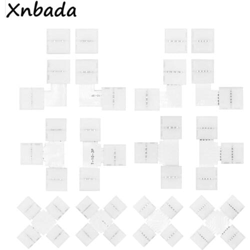 50PCS 2/3/4/5PIN 10mm Solderless LED Connector T/L/X Shape Corner Connector For WS2811 WS2812 3528 5050 RGB Led Strip Light