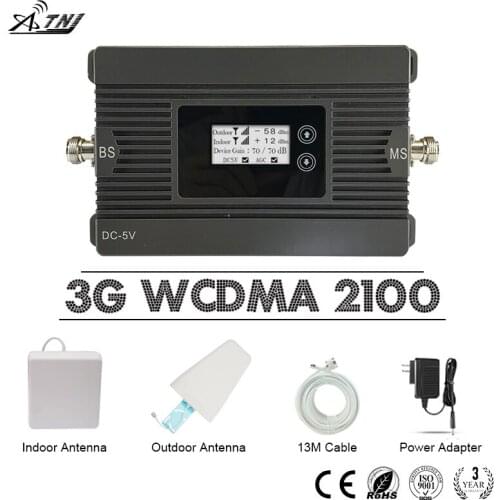 ATNJ WCDMA 2100Mhz 3G Voice 3G Internet Cell Phone Signal Ampifier Booster High Gain Mobile Network Signal Repeater Antenna Kit