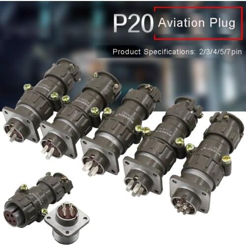 Aviation Connector Plug Socket P20 2pin 3pin 4pin 5pin 7pin P20K4Q P20K11Q 20M Metal Connectors for Aviation Industrial Equipmen