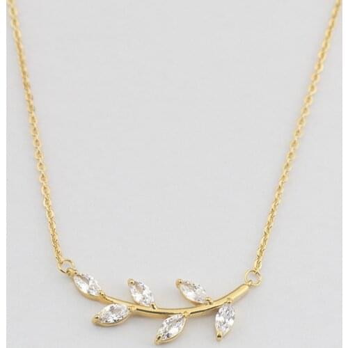 Austrian Crystals Gold Leaf Necklaces Pendant Wedding Jewelry Stainless Steel Link Chain Maxi Choker Graduation Gift