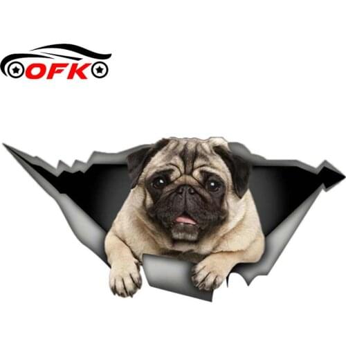 Car Stickers Decor Motorcycle Decals Pug Dog Car Sticker Decorative Accessories Creative Sunscreen Waterproof PVC,13cm