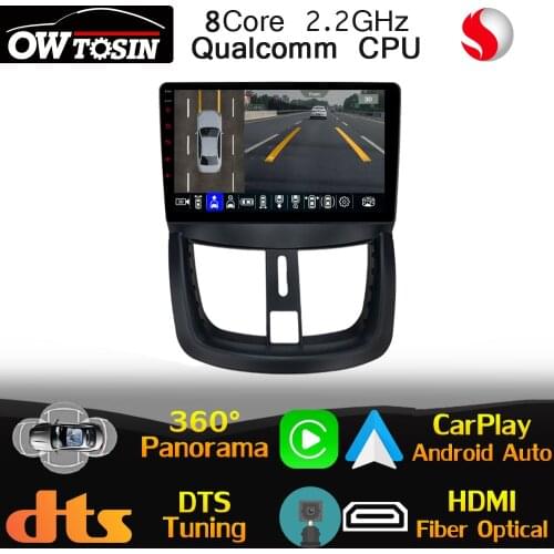 Qualcomm 8Core Android For Peugeot 207 207CC 2006-2015 Car Multimedia Player CarPlay Auto DTS HIFI WiFi 360 Panoramic Camera DSP