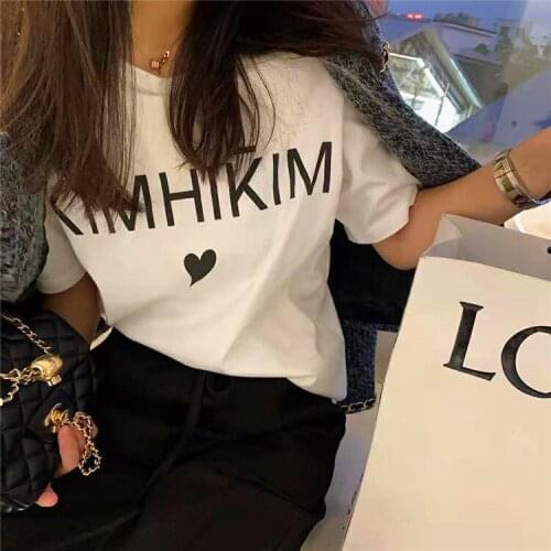 White Short-Sleeved T-shirt for Women 2021 New Loose Letter Printed Womens T-shirt Summer Casual Top