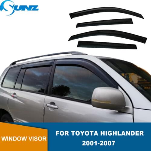 Side Window Deflector For Toyota Highlander 2001 2002 2003 2004 2005 2006 2007 Acrylic Black Sun Rain Guards Weather Shield SUNZ