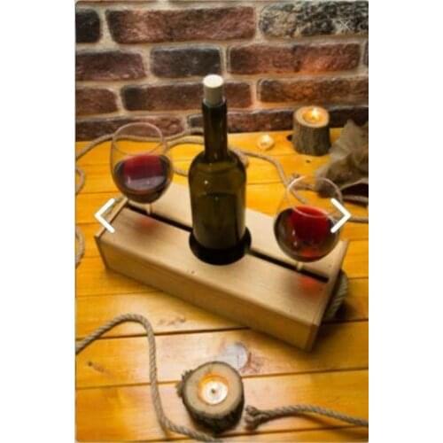 Wooden Wine Service for 2 Persons | Wooden Tray Bar Authentic Tray Bar Supplies Restaurant Tray Wine Tray - 1 Piece
