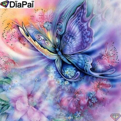 DiaPai 5D DIY Diamond Painting 100% Full Square/Round Drill "Flower butterfly" Diamond Embroidery Cross Stitch 3D Decor A22461