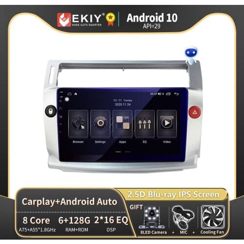 EKIY 9'' Blu-ray IPS 2Din 6G+128G Android 10.0 Car Radio For C4 C-Triomphe C-Quatre 2004-2009 Car Dvd Player DSP Car Multimedia